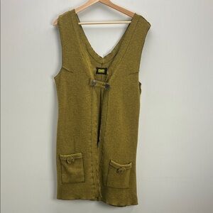 Woolflower 100% Felted Wool Vest Made In USA Muted Green Small Medium Lagenlook